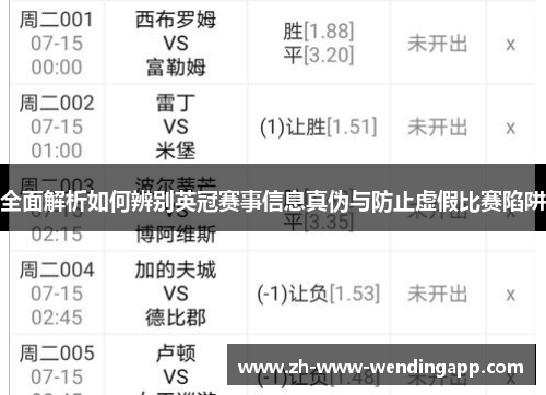 全面解析如何辨别英冠赛事信息真伪与防止虚假比赛陷阱