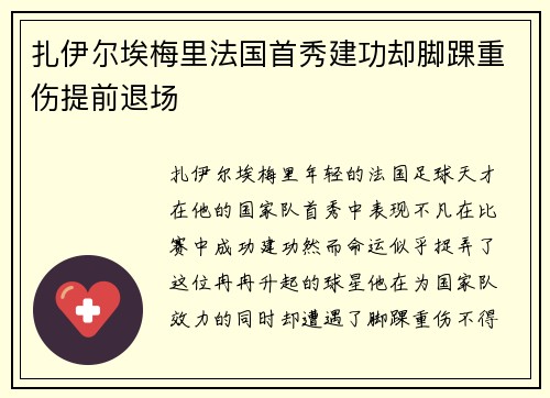 扎伊尔埃梅里法国首秀建功却脚踝重伤提前退场